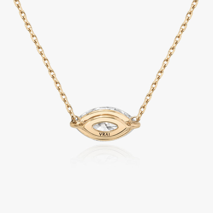 Solitaire Marquise 14K Rosegold Necklace w. Lab-Grown Diamond