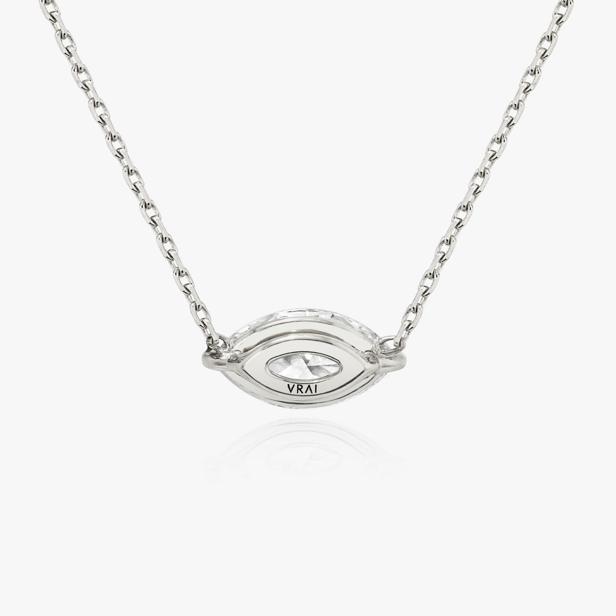 Solitaire Marquise 14K Whitegold Necklace w. Lab-Grown Diamond