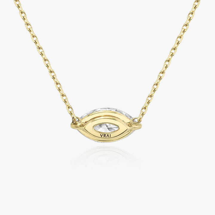 Solitaire Marquise 14K Gold Necklace w. Lab-Grown Diamond