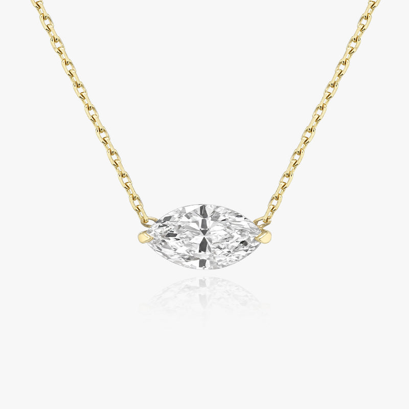 Solitaire Marquise 14K Gold Necklace w. Lab-Grown Diamond