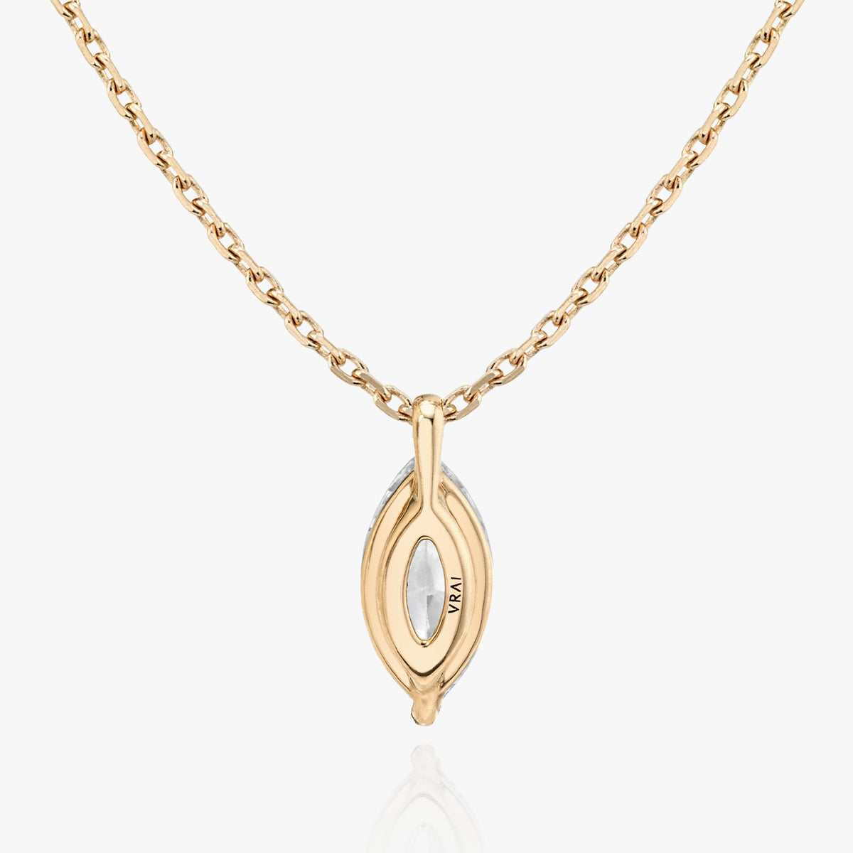 Solitaire Marquise 14K Rosegold Necklace w. Lab-Grown Diamond