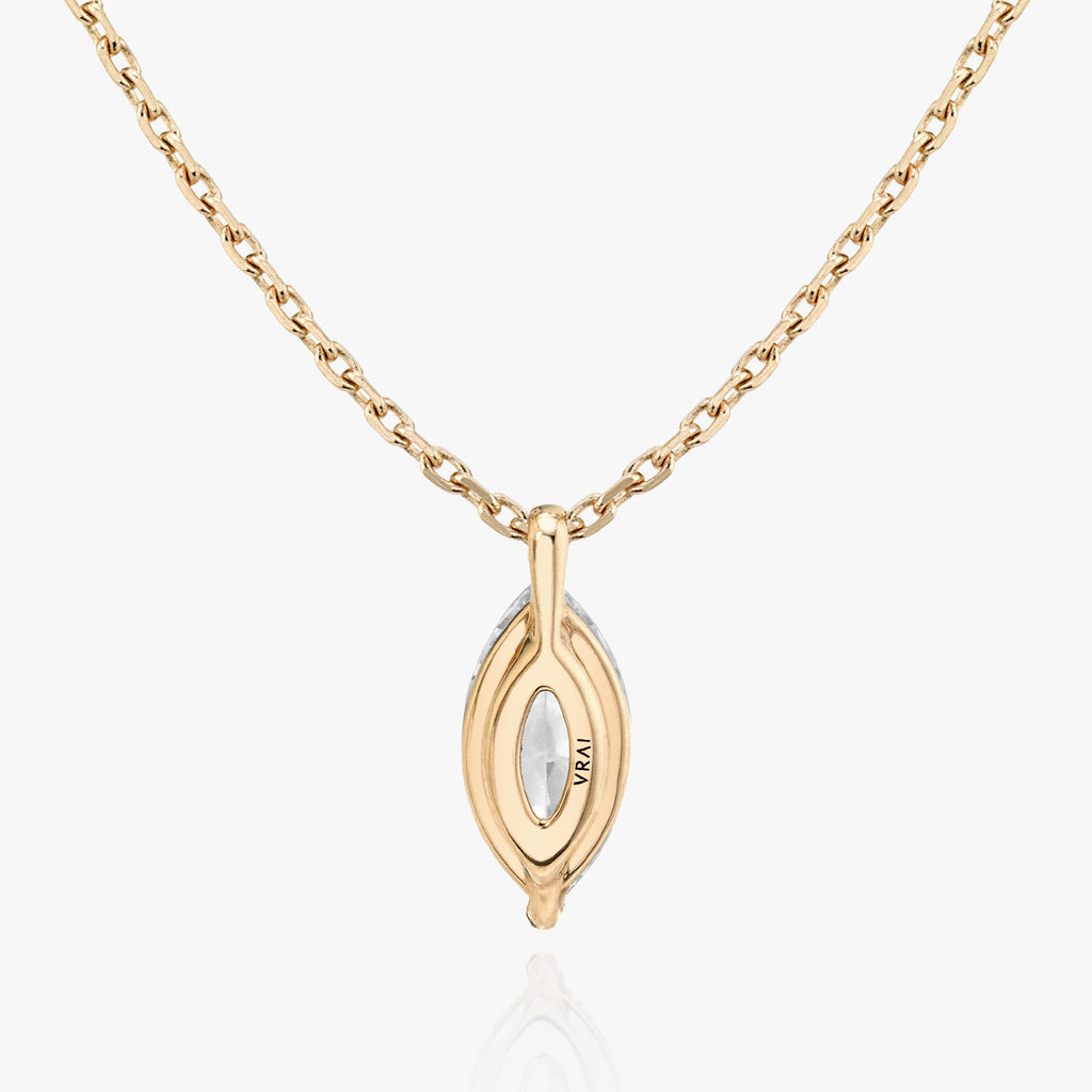 Solitaire Marquise 14K Rosegold Necklace w. Lab-Grown Diamond