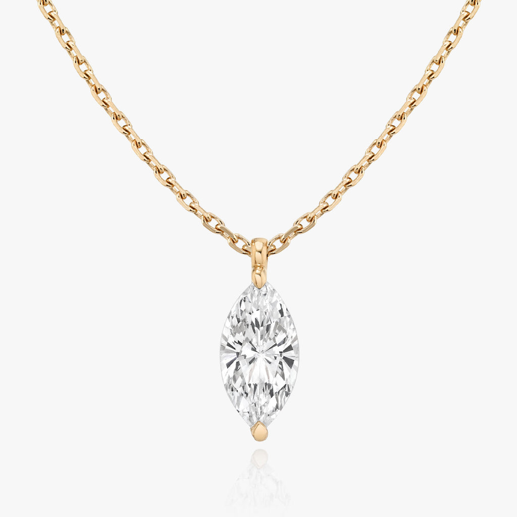 Solitaire Marquise 14K Whitegold Necklace w. Lab-Grown Diamond