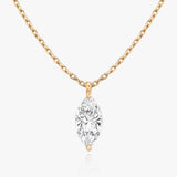 Solitaire Marquise 14K Whitegold Necklace w. Lab-Grown Diamond