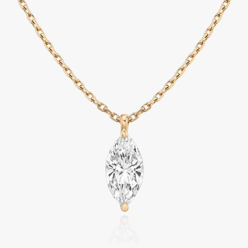 Halskette aus 14K Gelbgold I Marquise-Solitär I Labor-Diamant