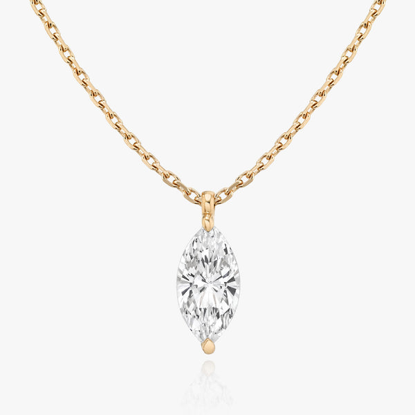 Solitaire Marquise 14K Rosegold Necklace w. Lab-Grown Diamond