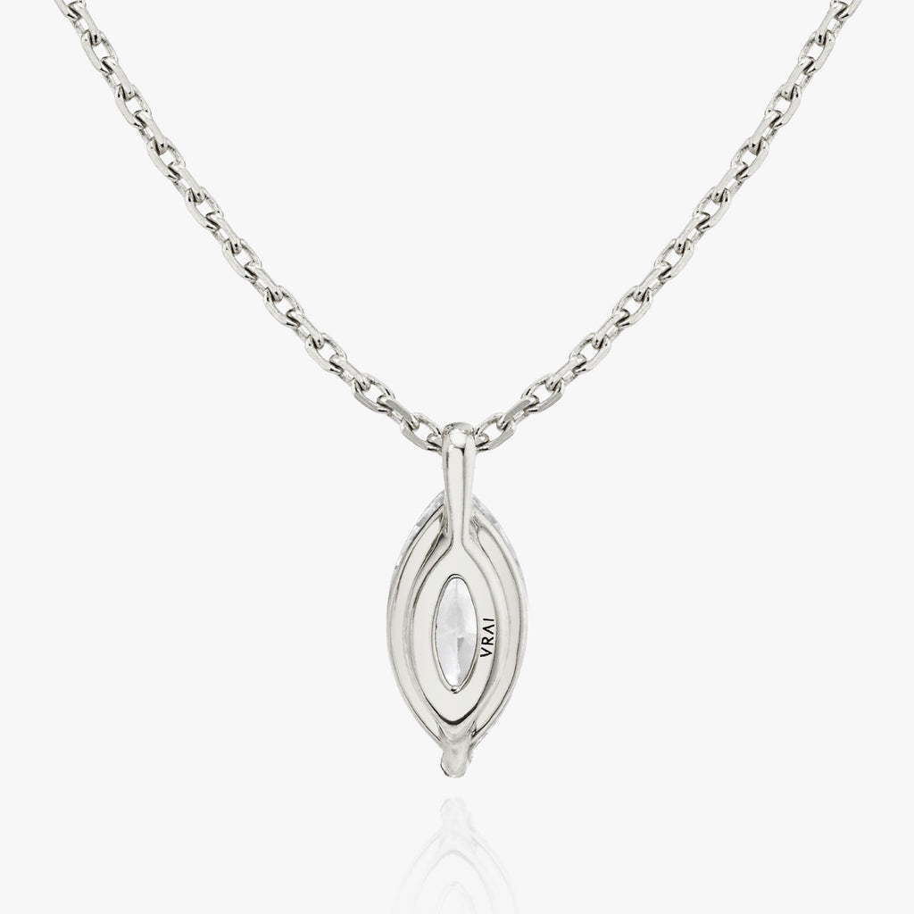 Solitaire Marquise 14K Whitegold Necklace w. Lab-Grown Diamond