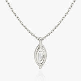 Solitaire Marquise 14K Whitegold Necklace w. Lab-Grown Diamond