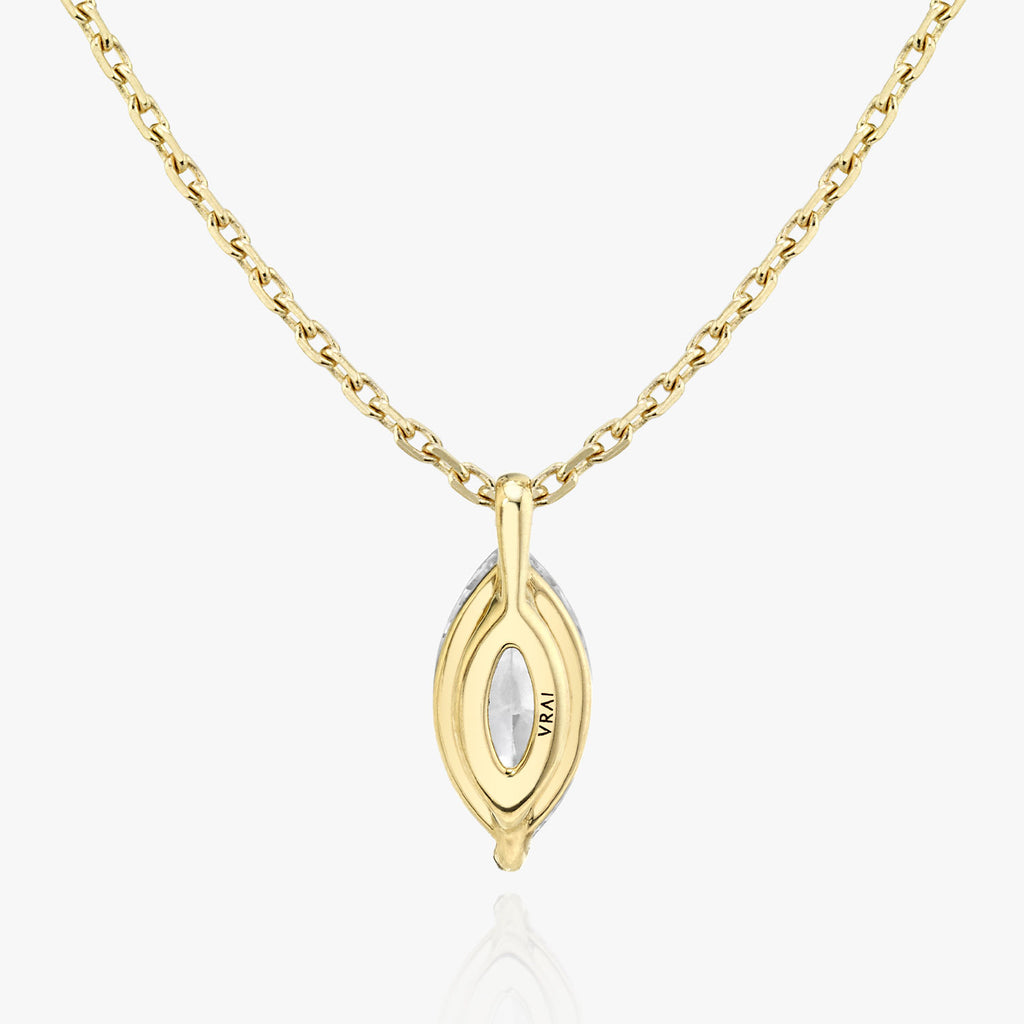 Solitaire Marquise 14K Gold Necklace w. Lab-Grown Diamond