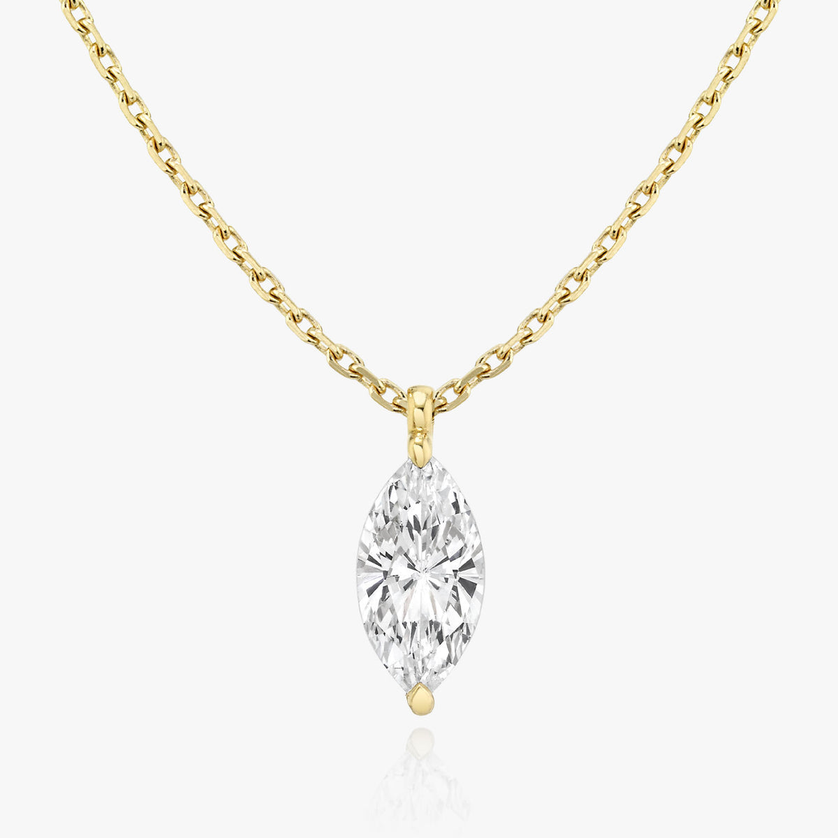 Solitaire Marquise 14K Rosegold Necklace w. Lab-Grown Diamond