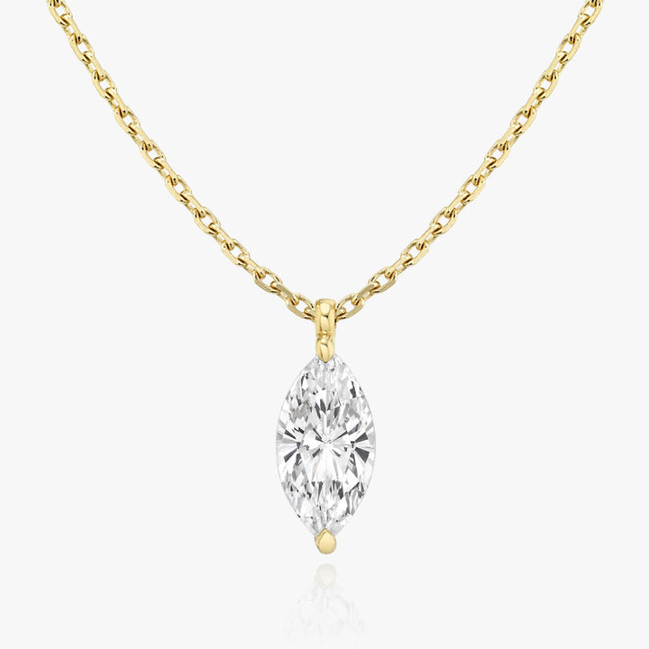 Solitaire Marquise 14K Gold Necklace w. Lab-Grown Diamond