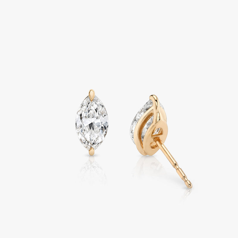 Solitaire Marquise 14K Rosegold Studs w. Lab-Grown Diamonds