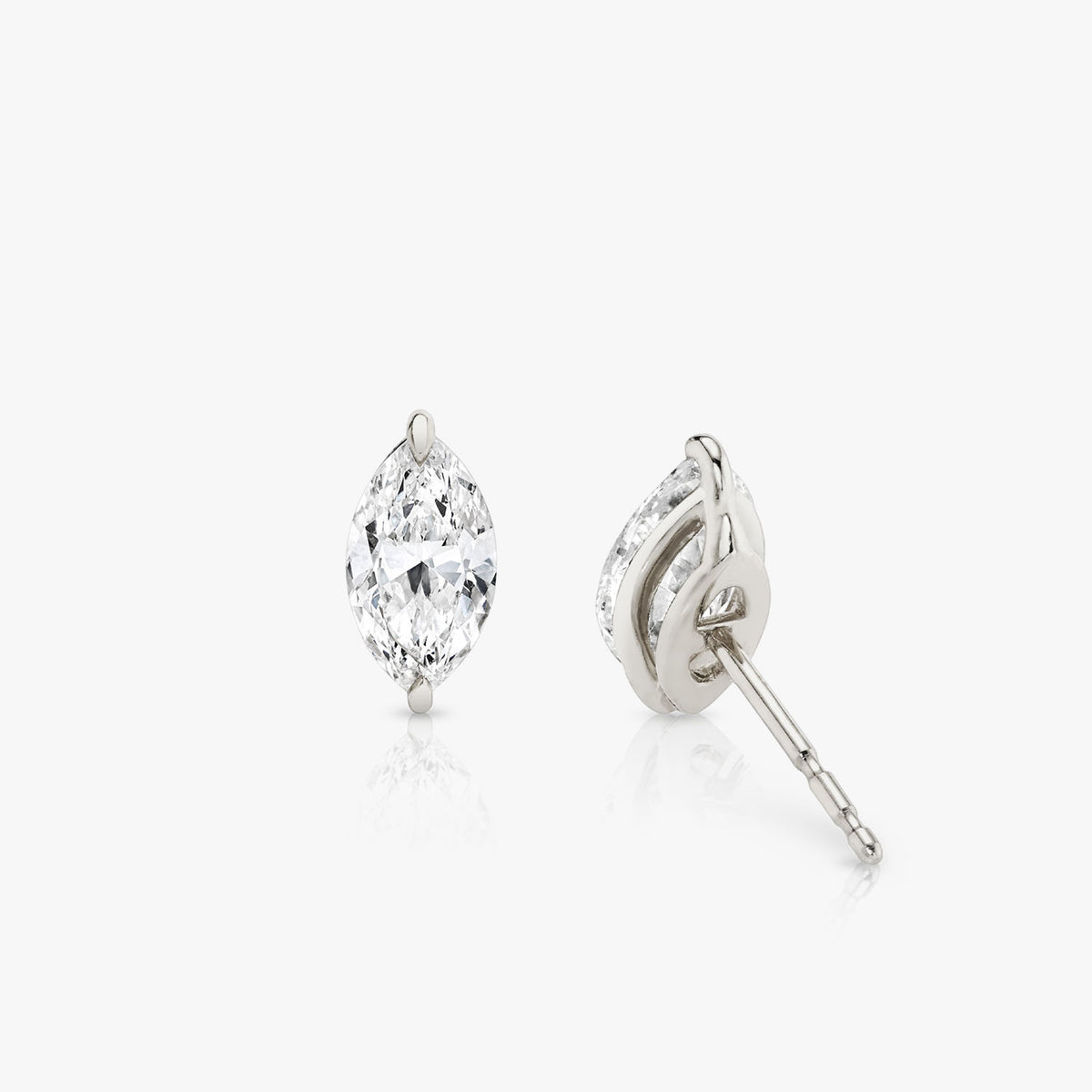 Solitaire Marquise 14K Hvidguld Ørestikkere m. Lab-Grown Diamanter