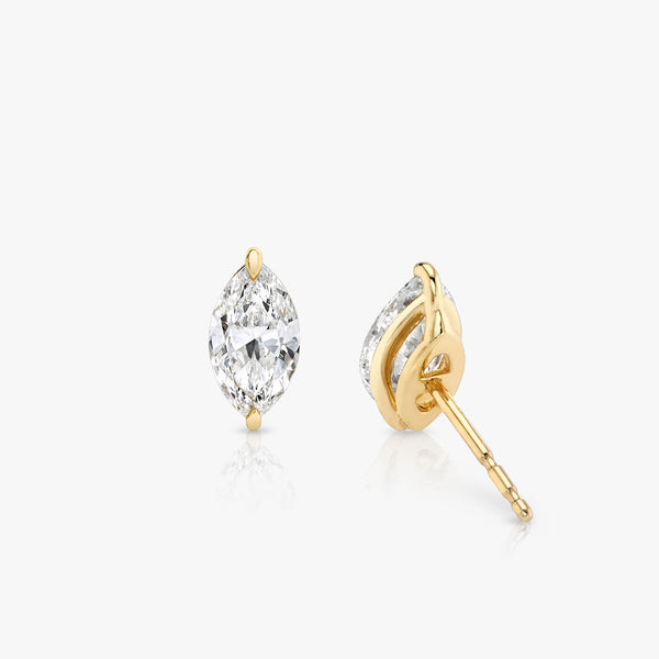 Solitaire Marquise 14K Gold Studs w. Lab-Grown Diamonds