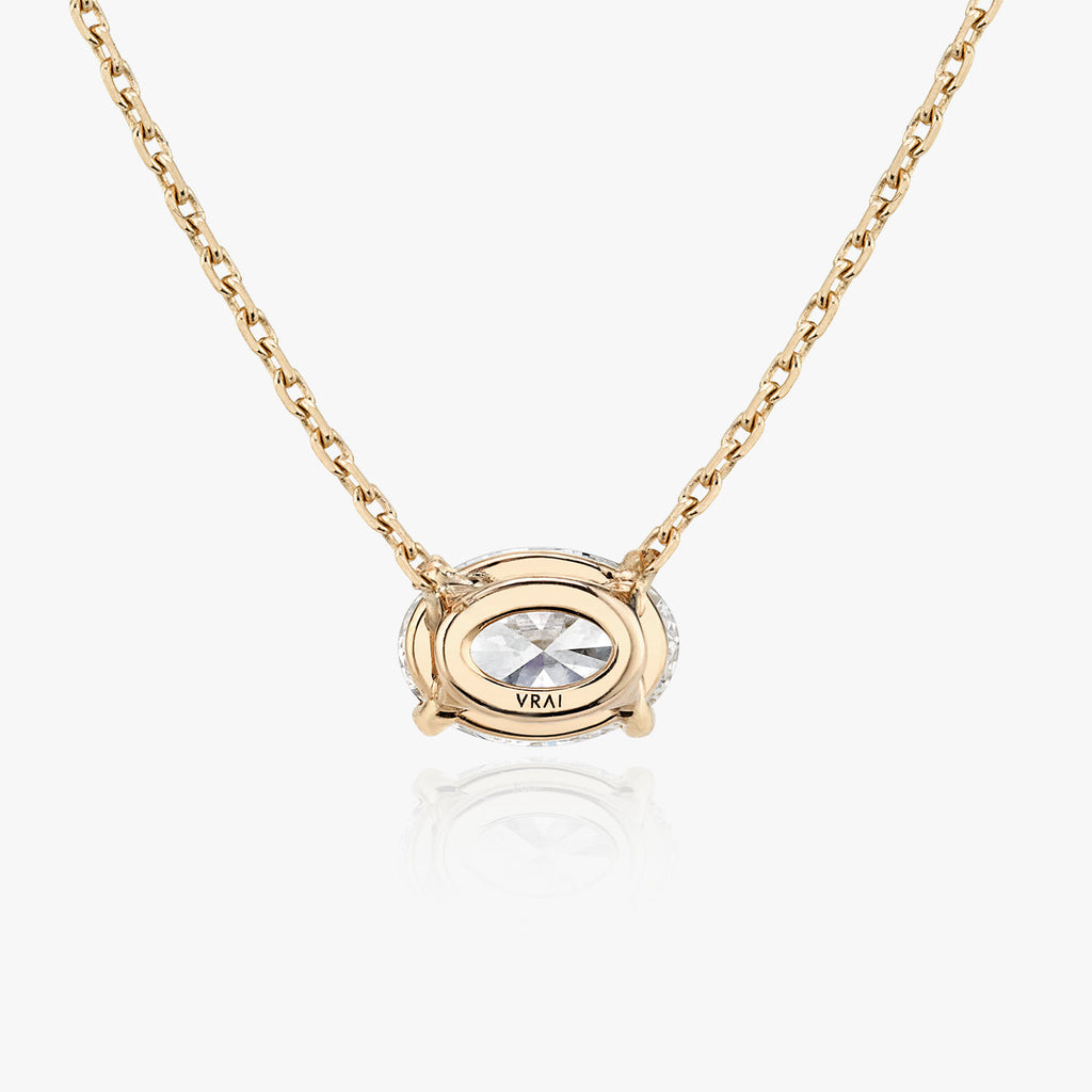 Solitaire Oval 14K Rosegold Necklace w. Lab-Grown Diamond