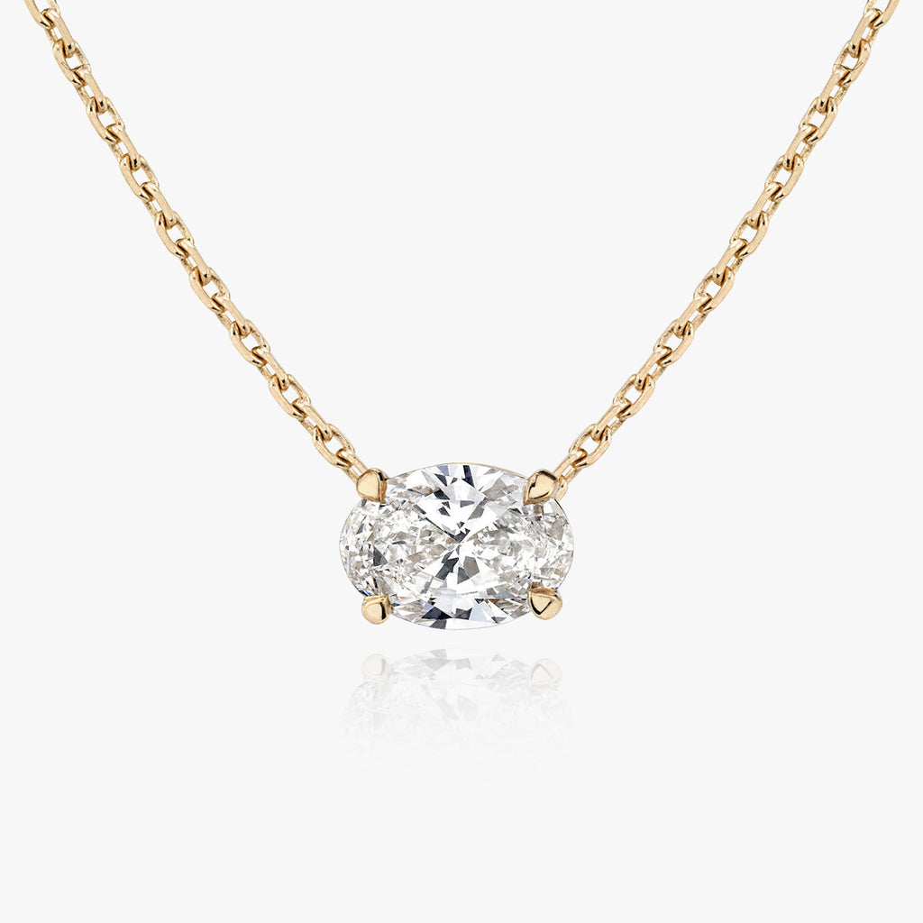 Solitaire Oval 14K Whitegold Necklace w. Lab-Grown Diamond