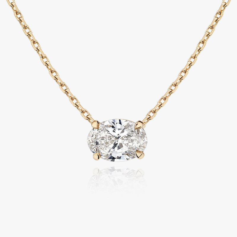 Halskette aus 14K Weißgold I Ovaler Solitär I Labor-Diamant