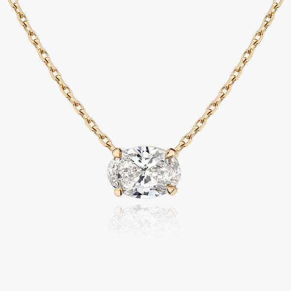 Halskette aus 14K Rosegold I Ovaler Solitär I Labor-Diamant