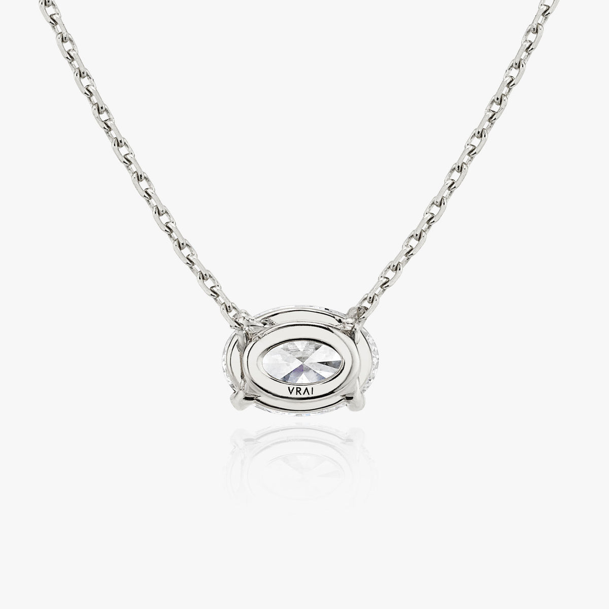 Solitaire Oval 14K Hvidguld Halskæde m. Lab-Grown Diamant