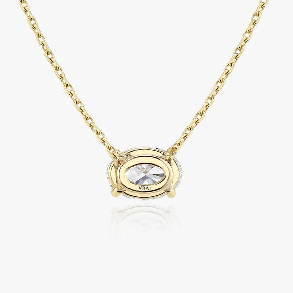 Solitaire Oval 14K Gold Necklace w. Lab-Grown Diamond