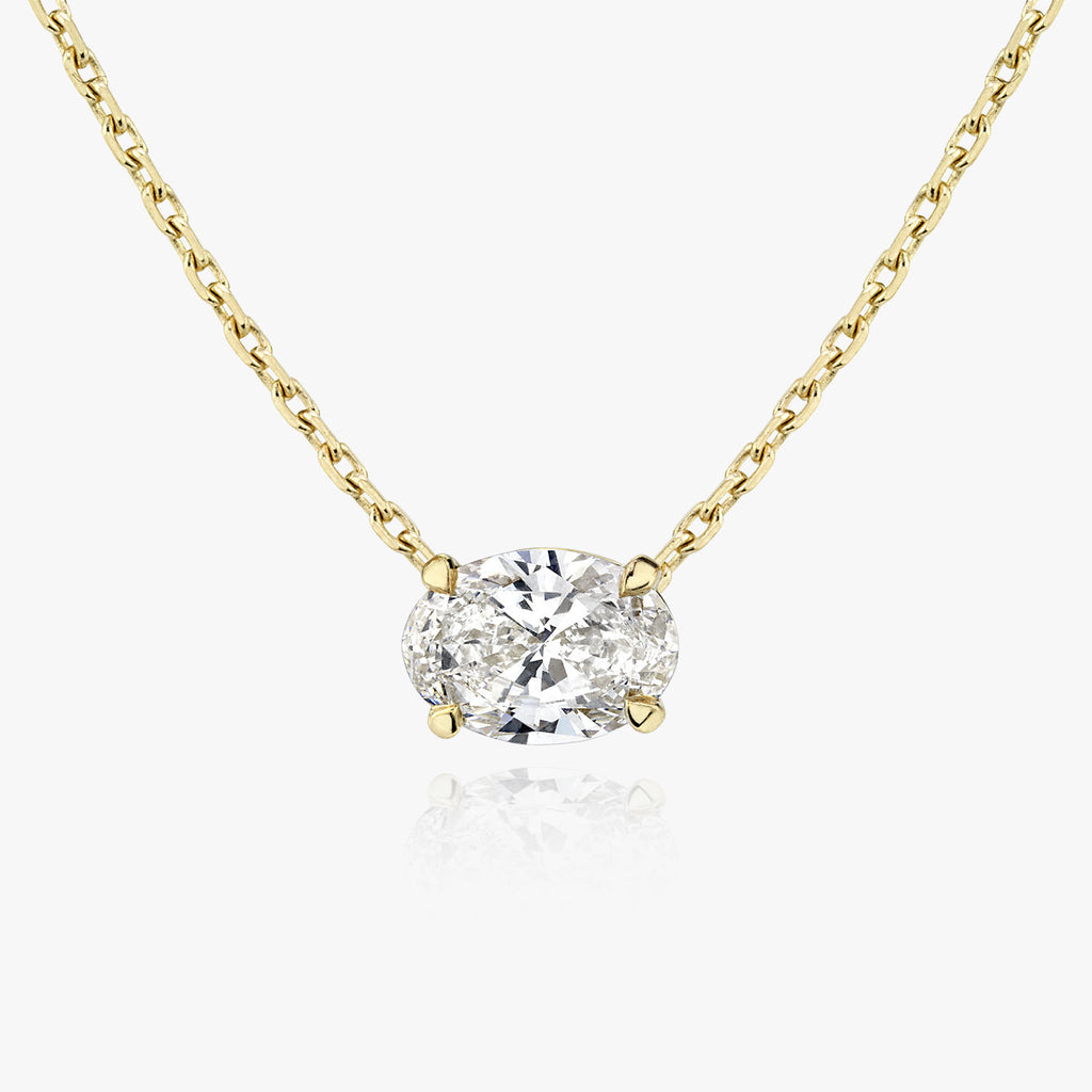Solitaire Oval 14K Gold Necklace w. Lab-Grown Diamond