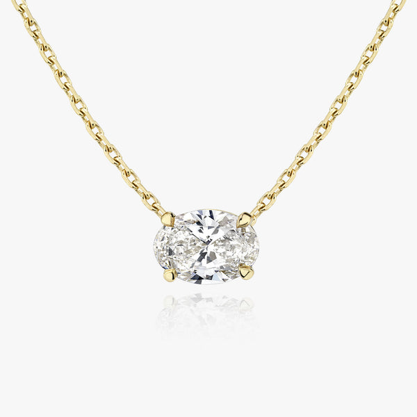 Halskette aus 14K Gelbgold I Ovaler Solitär I Labor-Diamant