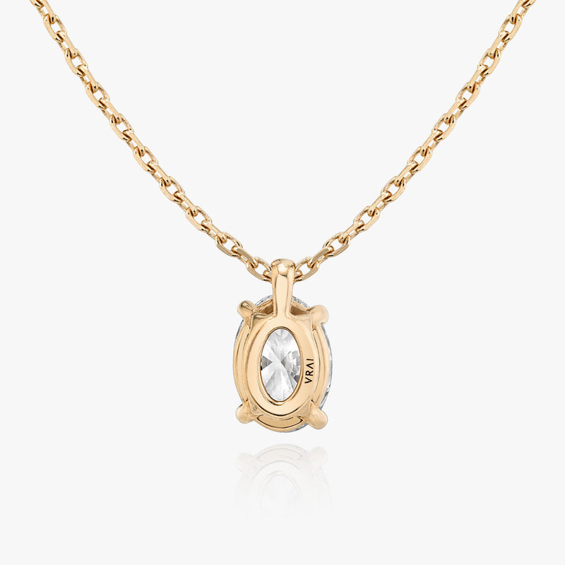 Solitaire Oval 14K Rosegold Necklace w. Lab-Grown Diamond