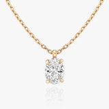 Solitaire Oval 14K Whitegold Necklace w. Lab-Grown Diamond