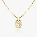 Solitaire Oval 14K Gold Necklace w. Lab-Grown Diamond