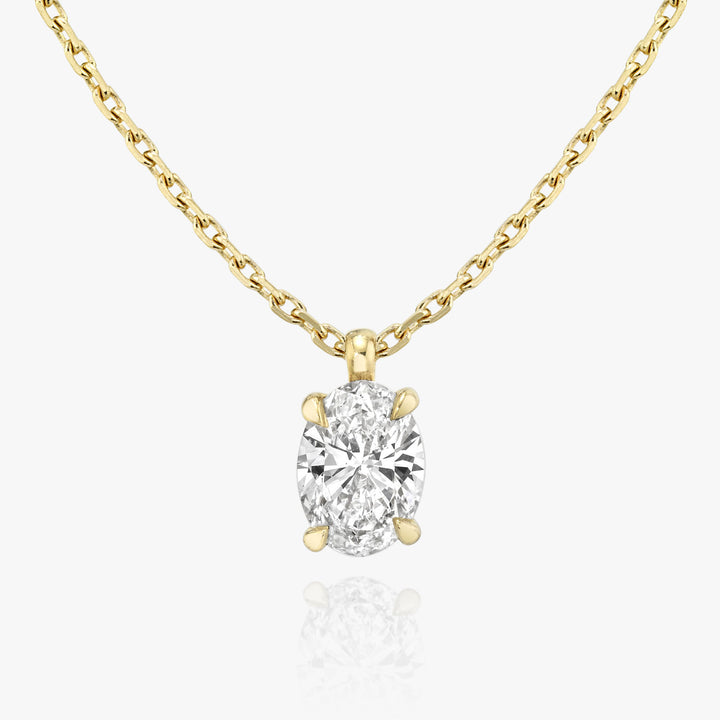 Solitaire Oval 14K Gold Necklace w. Lab-Grown Diamond