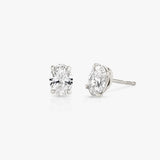 Solitaire Oval 14K Rosegold Studs w. Lab-Grown Diamonds