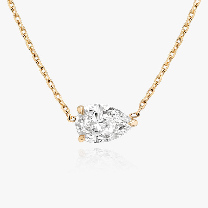 Solitaire Pear 14K Rosegold Necklace w. Lab-Grown Diamond