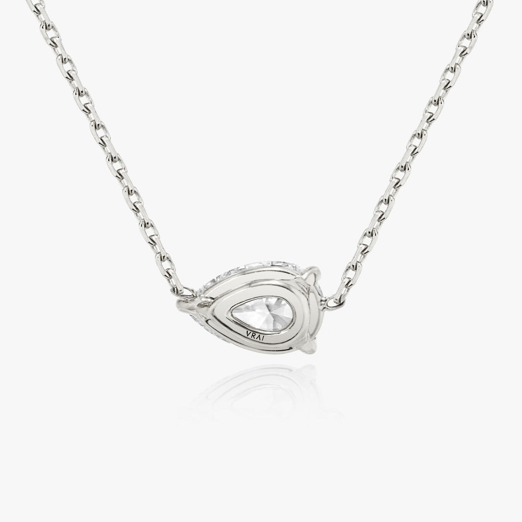 Solitaire Pear 14K Whitegold Necklace w. Lab-Grown Diamond