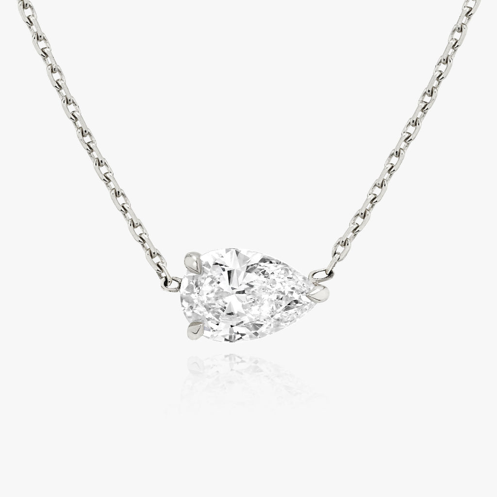 Solitaire Pear 14K Whitegold Necklace w. Lab-Grown Diamond