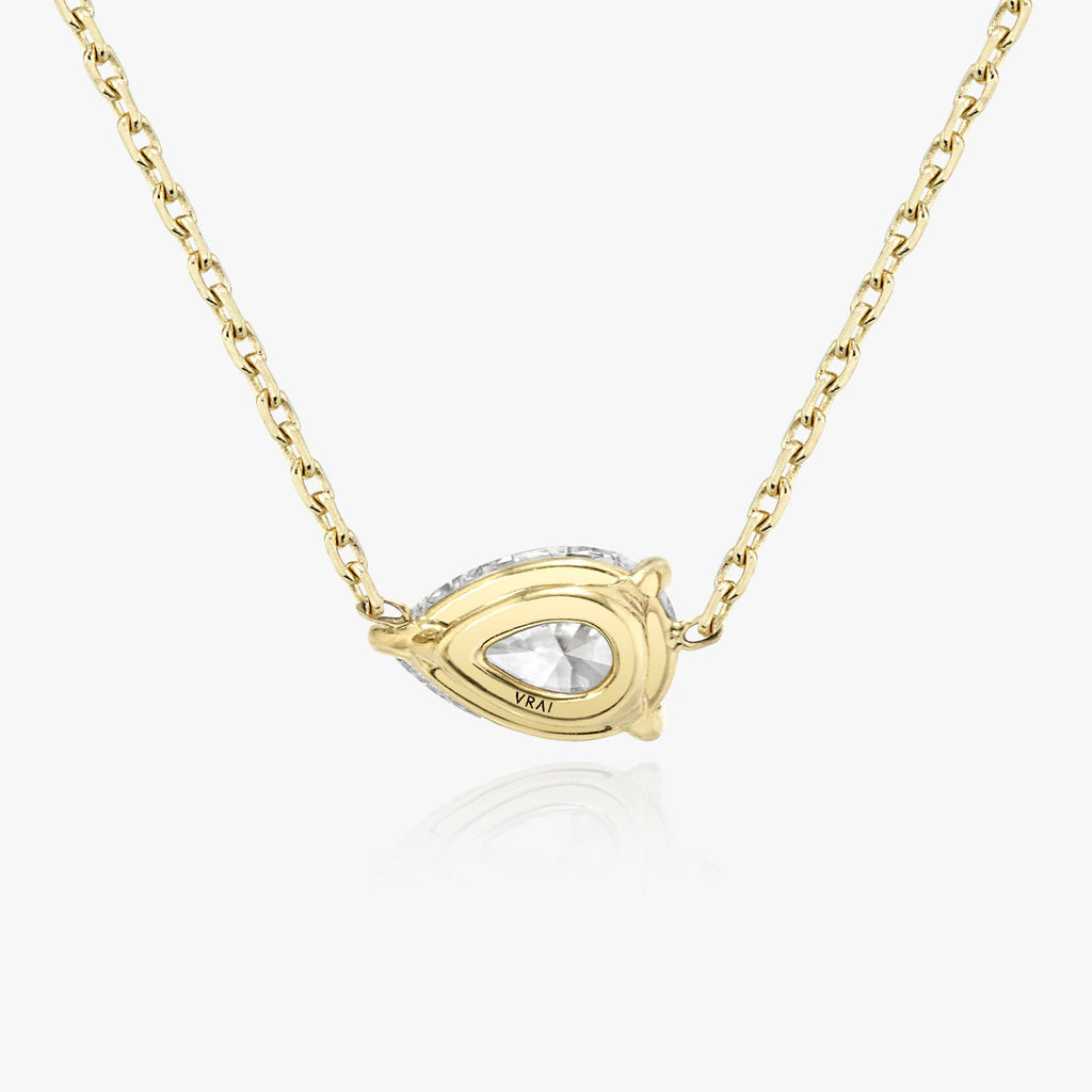 Solitaire Pear 14K Gold Necklace w. Lab-Grown Diamond