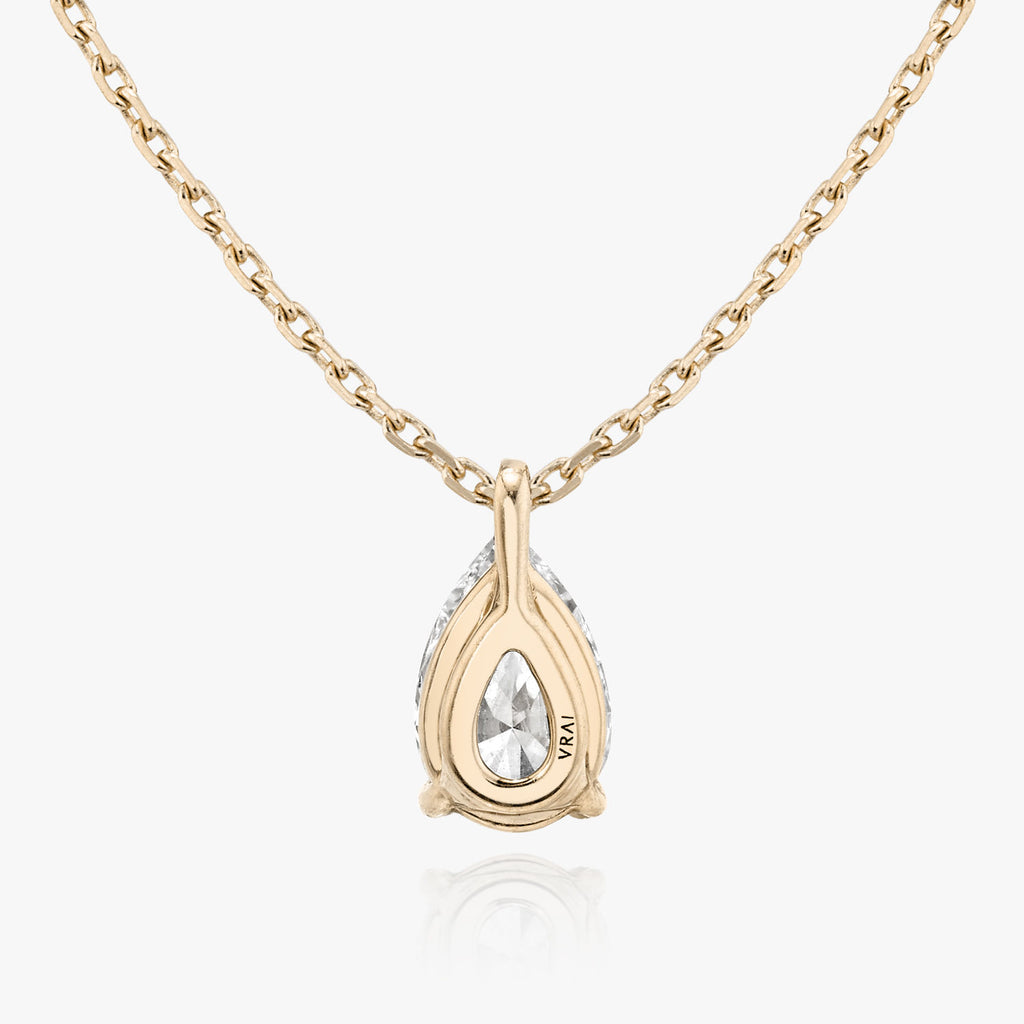 Solitaire Pear 14K Rosegold Necklace w. Lab-Grown Diamond