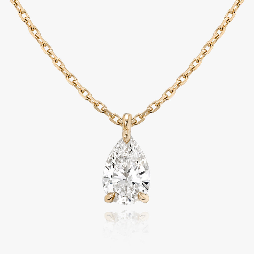 Solitaire Pear 14K Rosegold Necklace w. Lab-Grown Diamond
