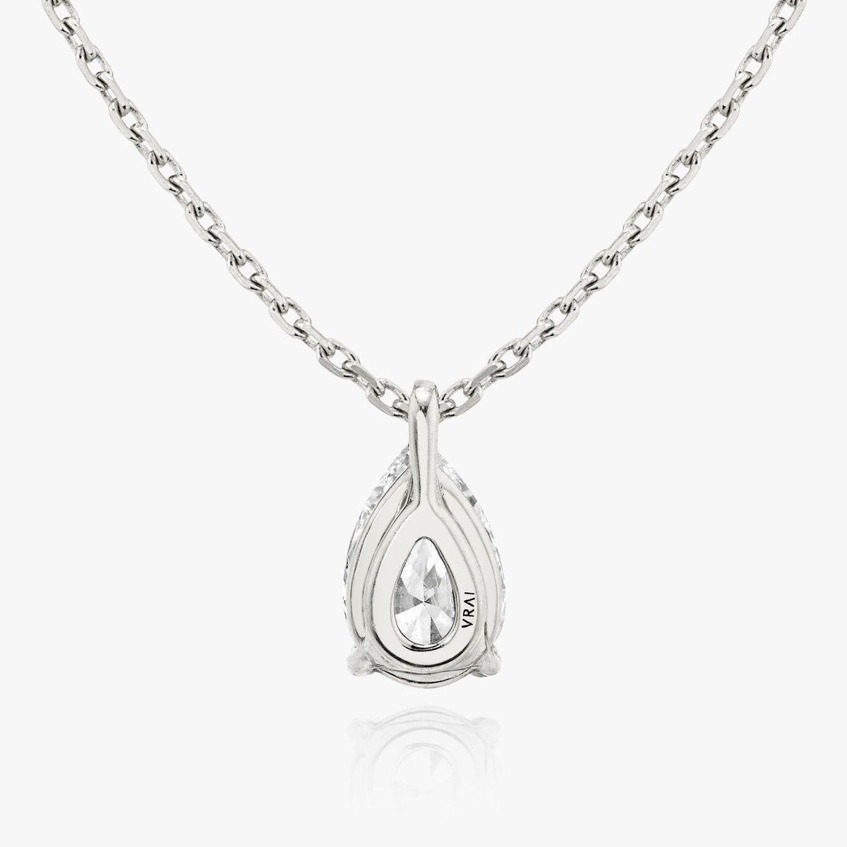 Solitaire Pære 14K Hvidguld Halskæde m. Lab-Grown Diamant