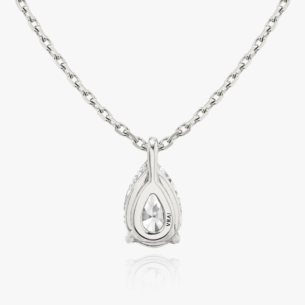 Solitaire Pear 14K Whitegold Necklace w. Lab-Grown Diamond