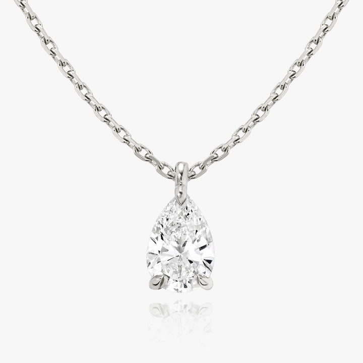 Solitaire Pear 14K Whitegold Necklace w. Lab-Grown Diamond