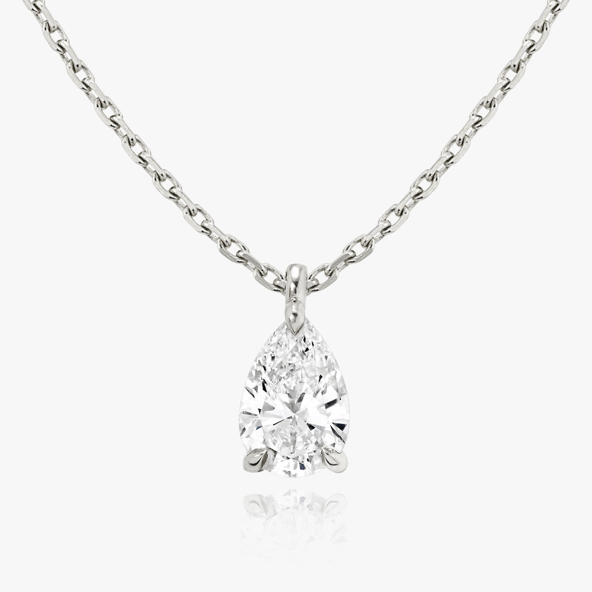 Solitaire Pear 14K Gold Necklace w. Lab-Grown Diamond