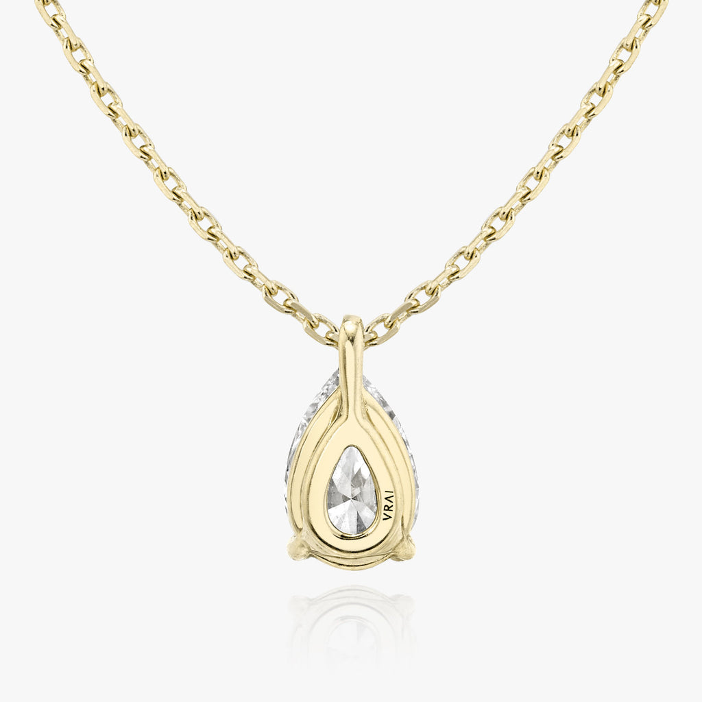 Solitaire Pear 14K Gold Necklace w. Lab-Grown Diamond