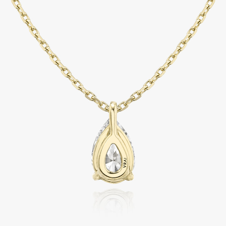 Solitaire Pear 14K Gold Necklace w. Lab-Grown Diamond