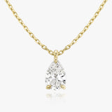 Solitaire Pear 14K Rosegold Necklace w. Lab-Grown Diamond