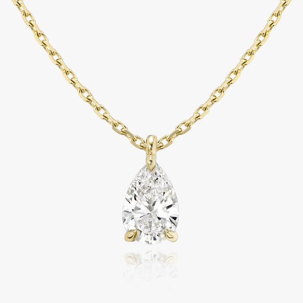 Solitaire Pear 14K Gold Necklace w. Lab-Grown Diamond