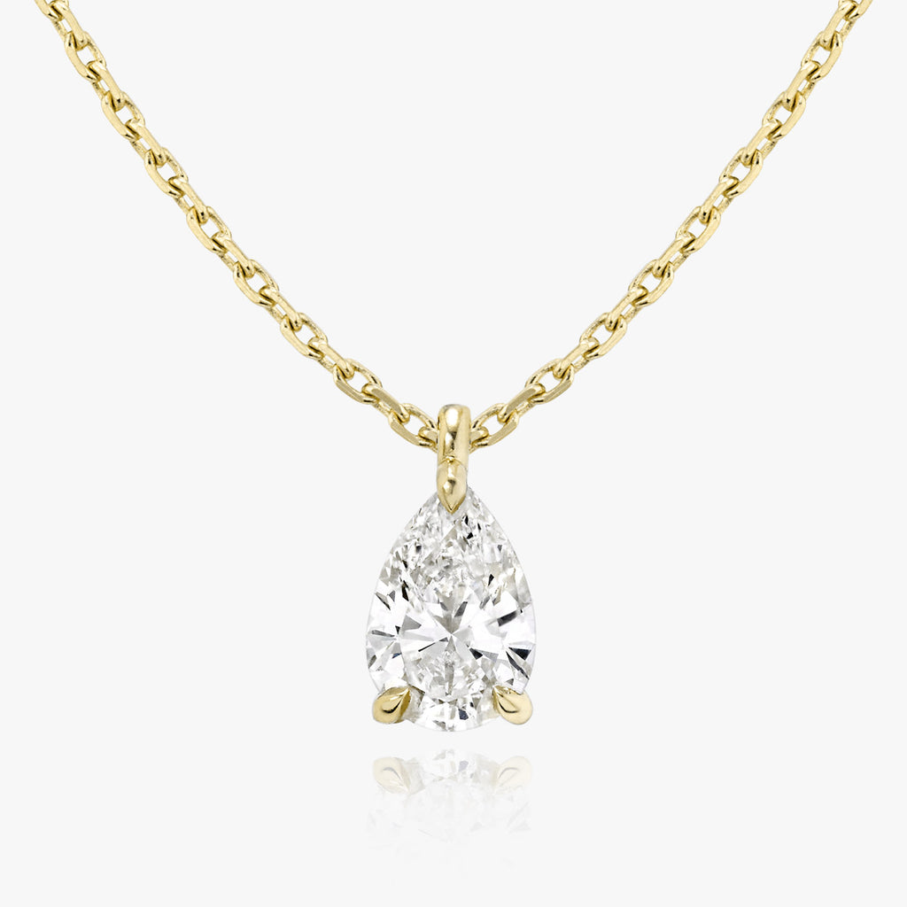 Solitaire Pear 14K Whitegold Necklace w. Lab-Grown Diamond
