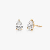 Solitaire Pear 14K Rosegold Studs w. Lab-Grown Diamonds