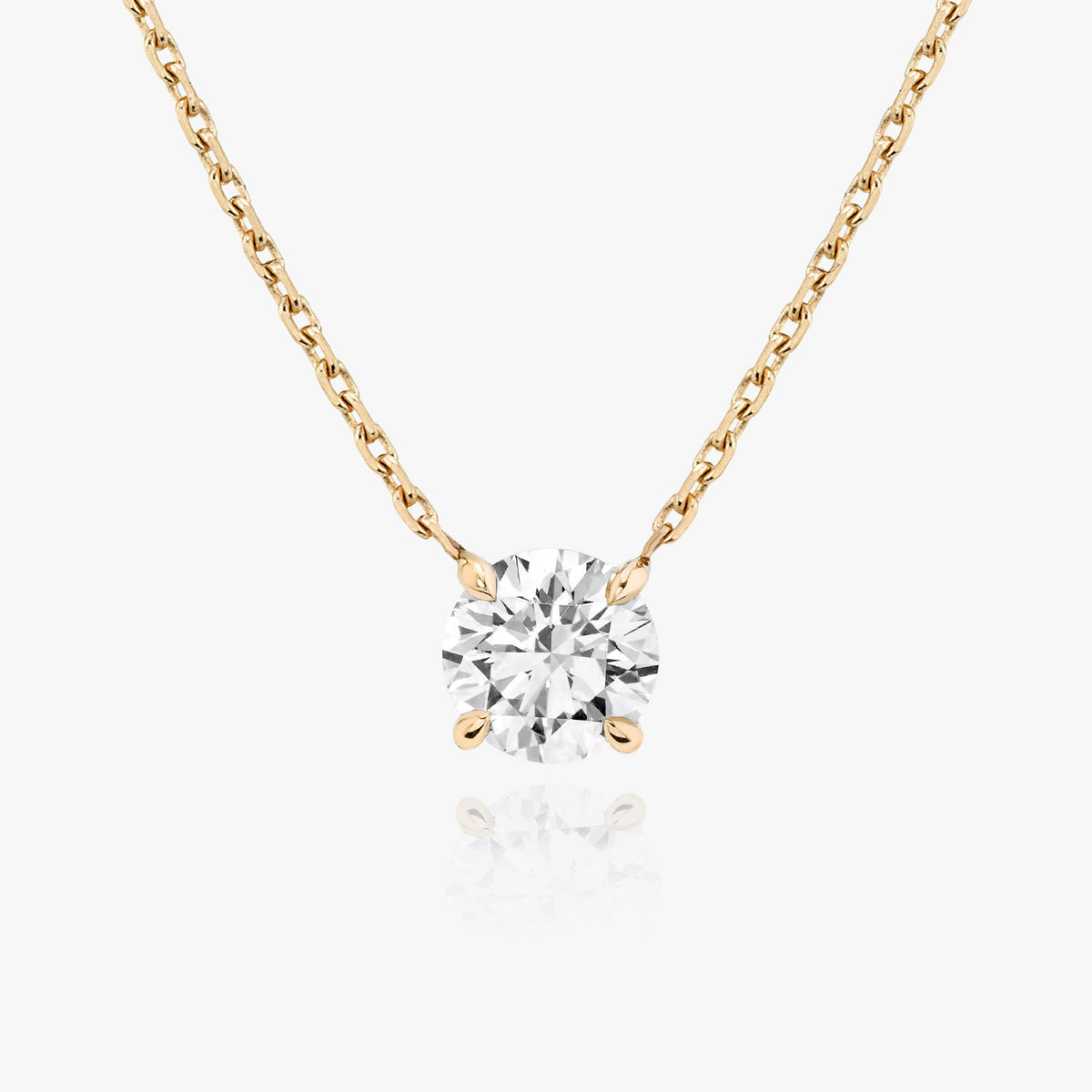 Solitaire Round Brilliant 14K Rosegold Necklace w. Lab-Grown Diamond