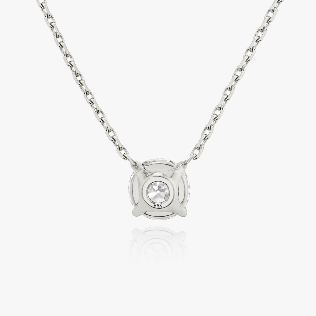 Solitaire Round Brilliant 14K Whitegold Necklace w. Lab-Grown Diamond