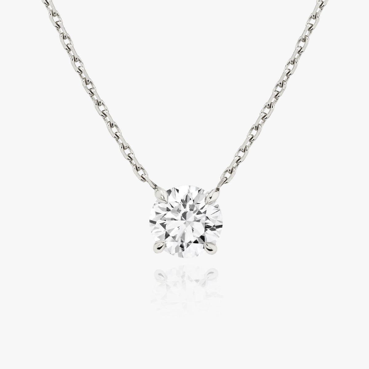 Solitaire Round Brilliant 14K Rosegold Necklace w. Lab-Grown Diamond
